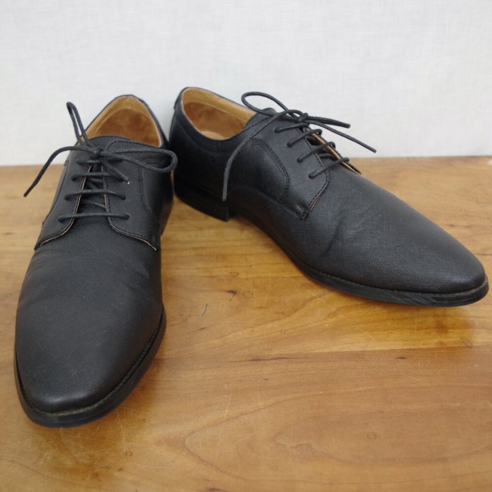 Men's Bonafini Black Textured Derby Lace Up Shoes Size 10.5